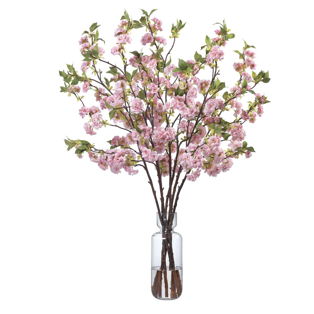 Pink Cherry Blossoms in Glass Vase | Stark Carpet