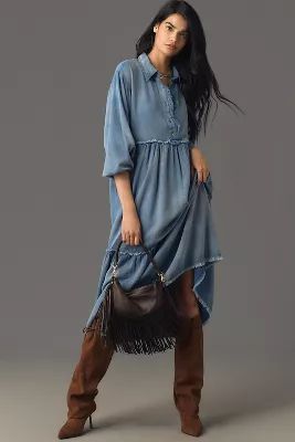 The Bettina Tiered Shirt Dress by Maeve: Denim Edition | Anthropologie (US)