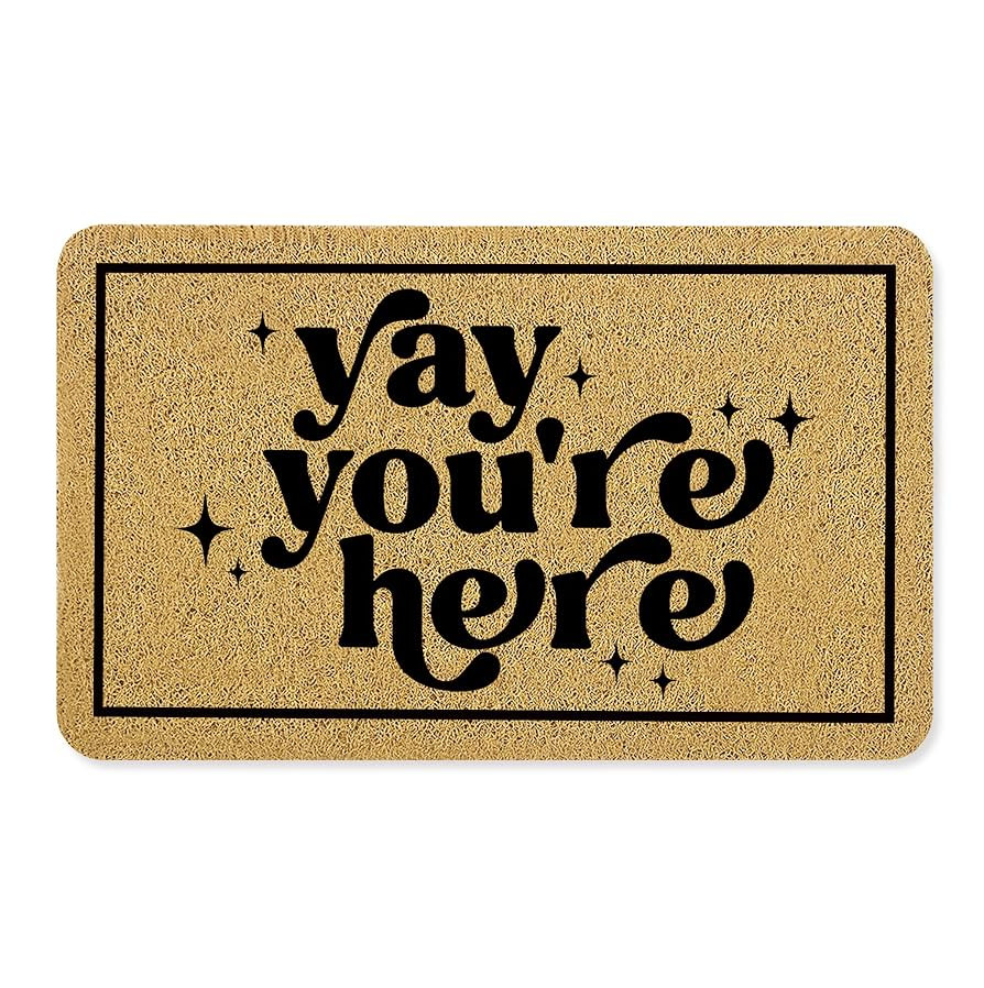 Funny Door Mat, Yay You're Here Doormat for Front Door Indoor Outdoor Porch Entrance Entryway, Fu... | Amazon (US)