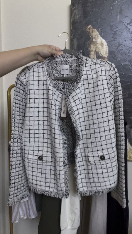 I absolutely fell in love with this Chanel inspired jacket. I tried it on in a sz XL and it fit TTS. Size down for a more fitted and cropped look like the model.

#LTKOver40 #LTKStyleTip #LTKMidsize