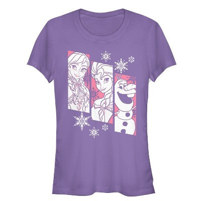 Juniors Womens Frozen Trio  T-Shirt - Purple - Medium | Target
