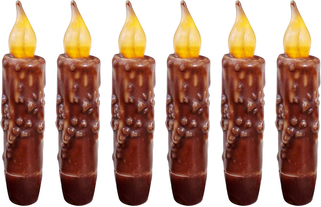 CVHOMEDECO. Real Wax Hand Dipped Battery Operated LED Timer Taper Candles Rustic Primitive Flamel... | Amazon (US)