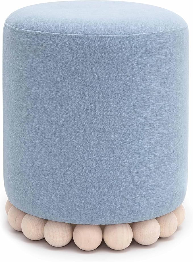 Tov Furniture Dex Faded Blue Upcycled Fabric Ottoman | Amazon (US)