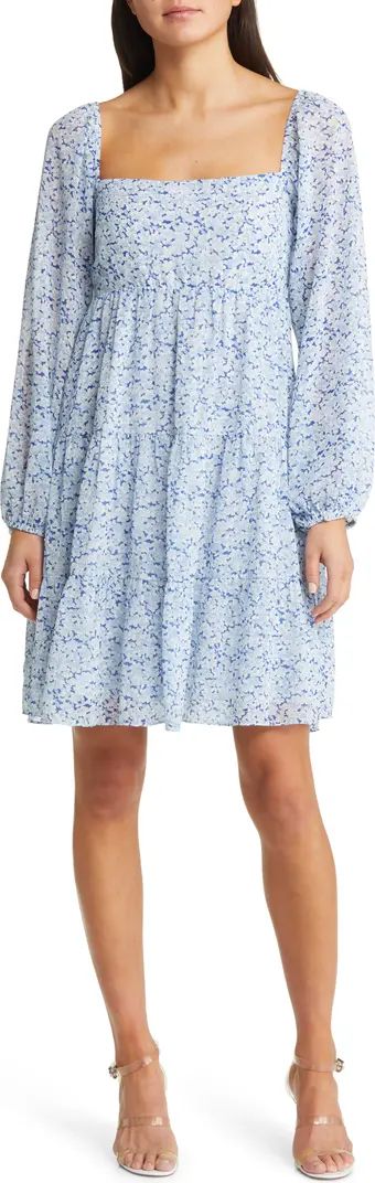 Floral Square Neck Long Sleeve Dress | Nordstrom