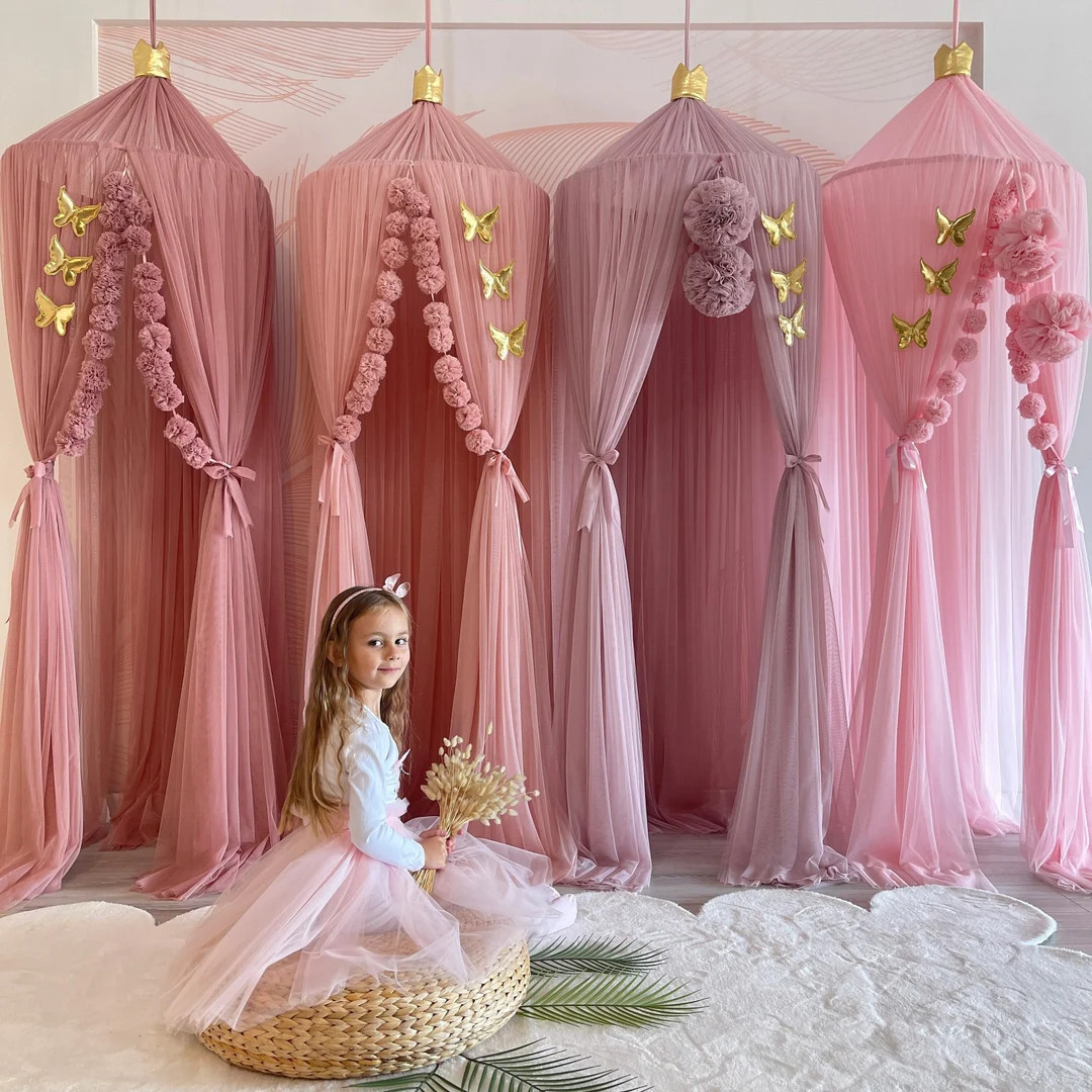 Kids Bed Canopy for Girls, Soft Smooth Play Tent, Crib Netting, Reading Nook, Kids Room Decor, Mo... | Etsy (US)