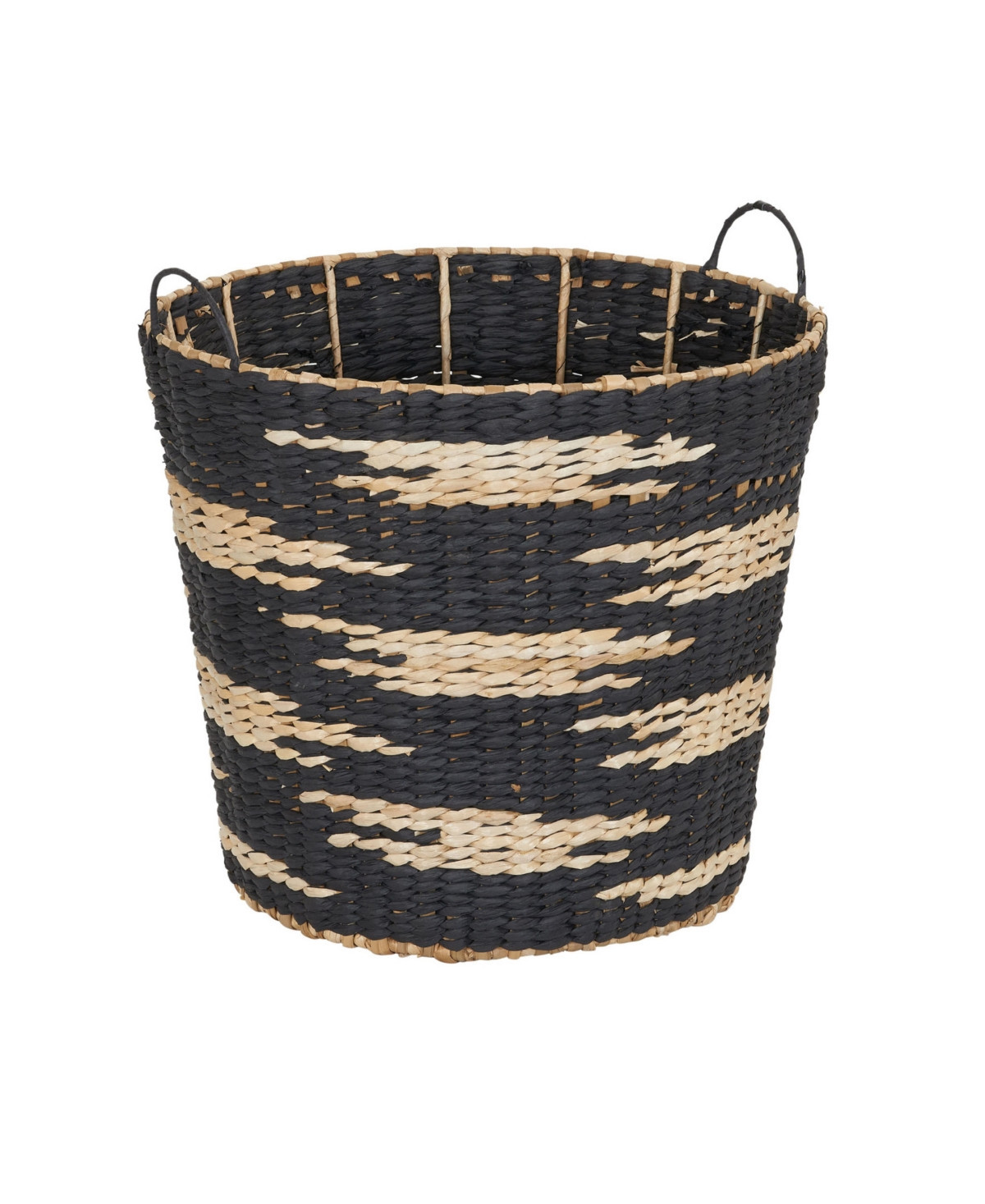 Household Essentials Tapered Woven Basket, Large Decorative Basket with Handles - Black | Macy's