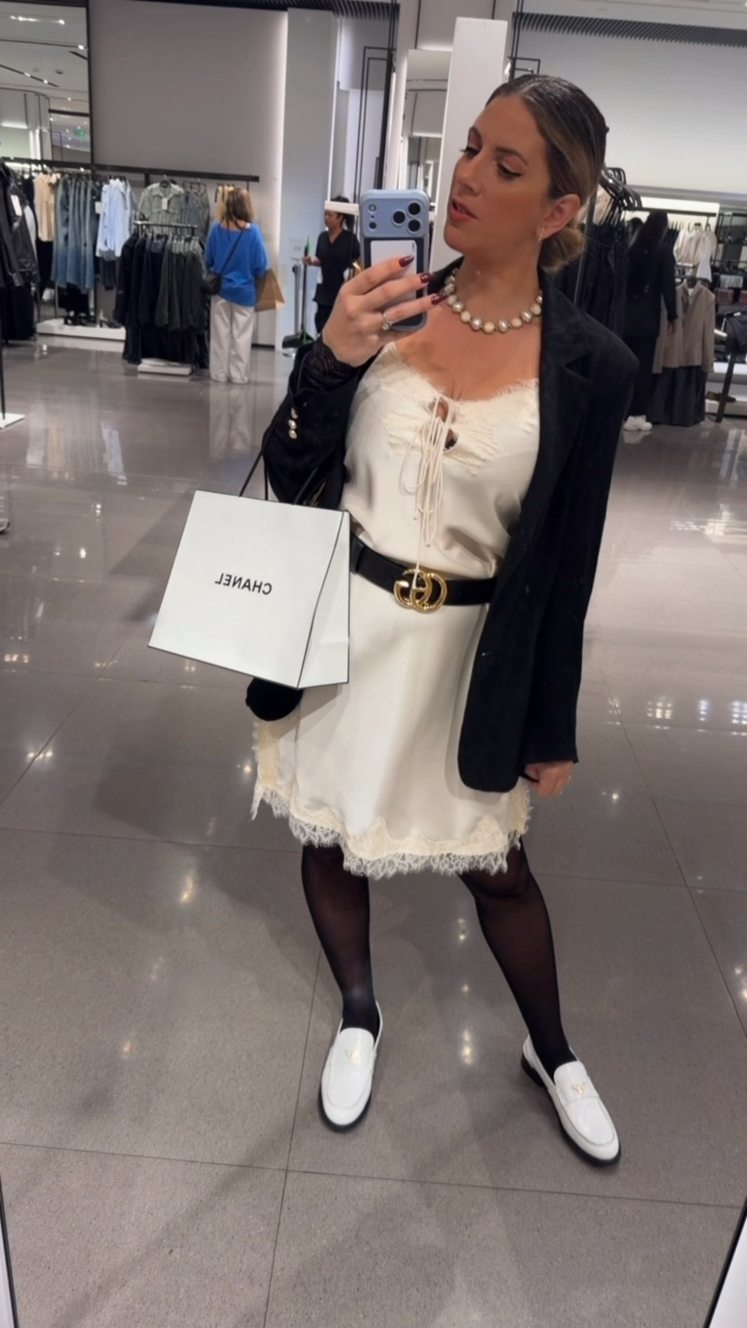 What I wore for valentines days 💌 

Chic, lace, silk black and cream 🖤

How to style your loafers and silk lace dress

One thing that’s totally in season currently is a silk lace dress which you can pair with anything, I styled it with a black blazer jacket with gold buttons, a black Gucci belt, white loafers and some accessories. 

How to wear loafers, seasonal trendy looks, making it chic, classy and elegant. Look for day date, shopping day 

#loafers #prada #gucci #ysl #lace #silk #dress #blazer #trendy 

#LTKSeasonal #LTKOver40 #LTKootd