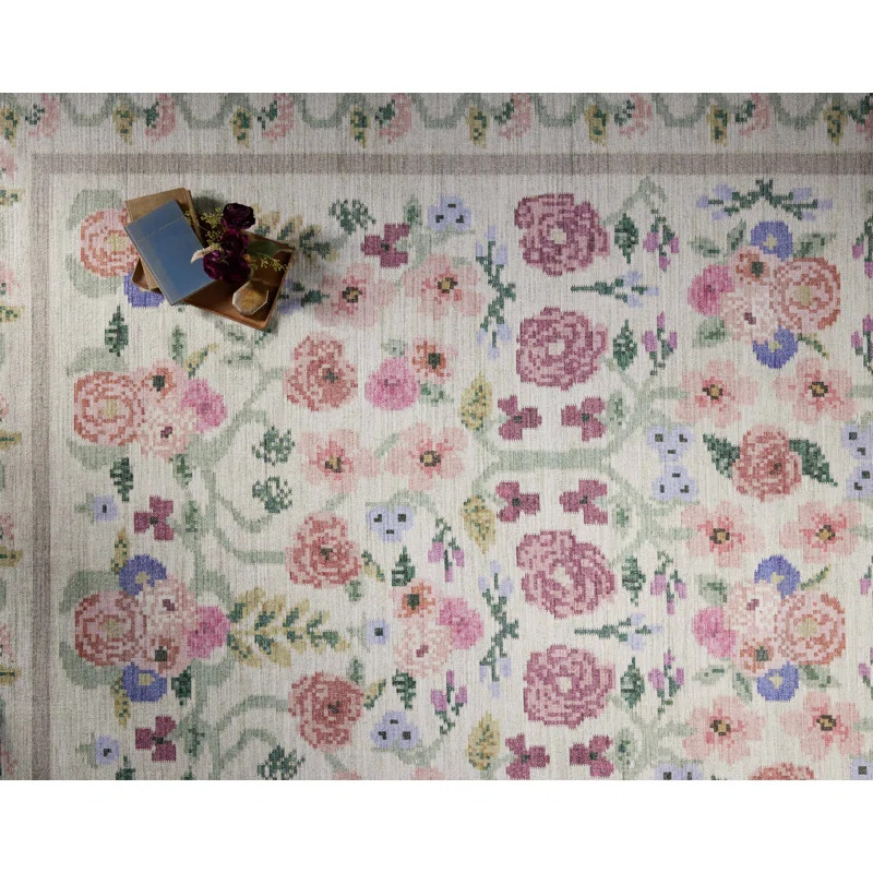 Rifle Paper Co. x Loloi Rosa Ivory Area Rug | Wayfair North America