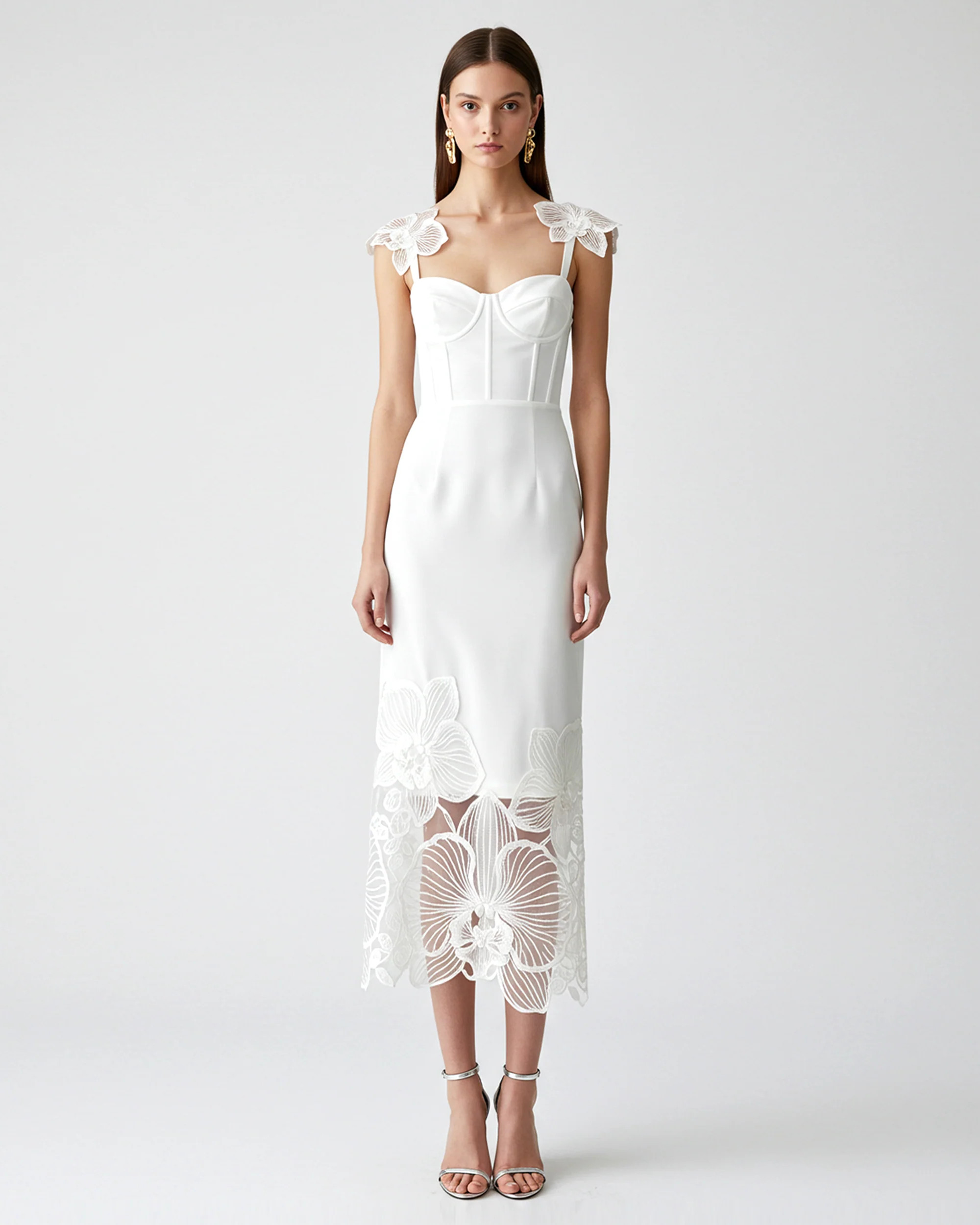Orchid Embroidered Corset Dress - White | JW PEI US