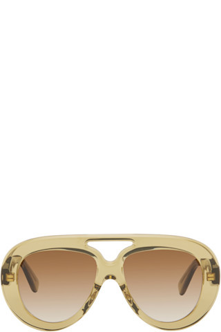 Khaki Round Spoiler Aviator Sunglasses | SSENSE
