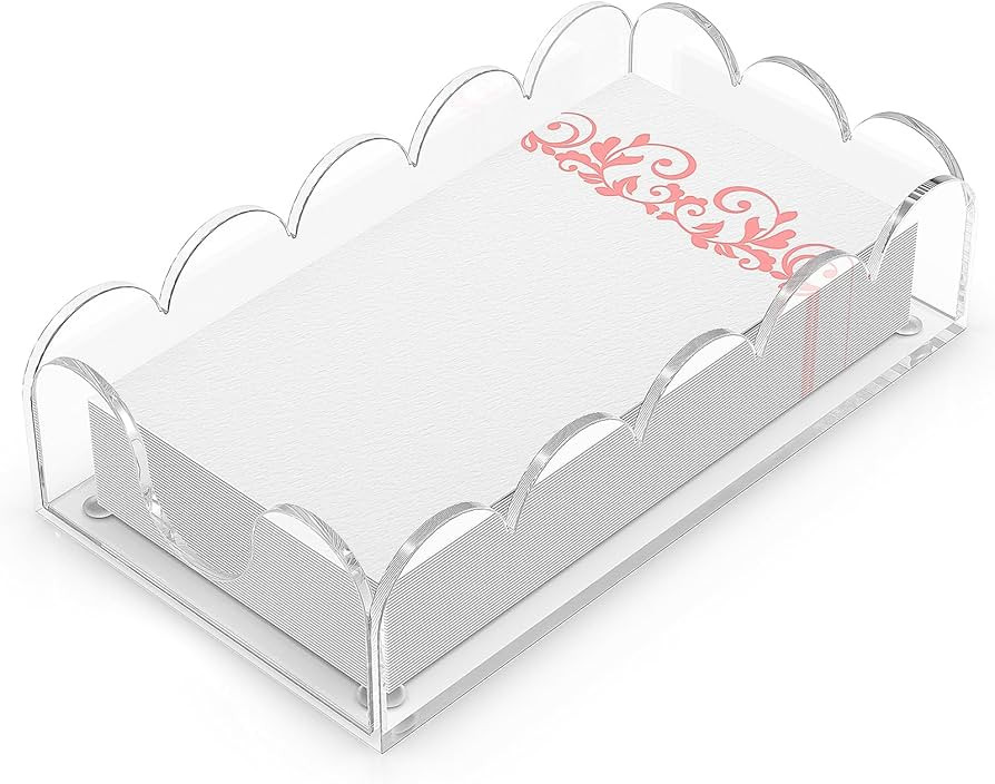 LUGUNU Clear Acrylic Napkin Holder – Scalloped Tray for Bathroom, Kitchen, Dining Room – Styl... | Amazon (US)