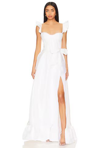 V. Chapman Veronica Corset Gown in White Windsor Brocade from Revolve.com | Revolve Clothing (Global)