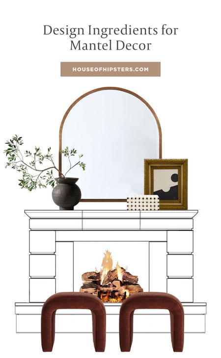 Fireplace mantle decor ideas for your living room. Love the faux olive branch and those waterfall ottomans are *chefs kiss* 

#LTKhome #LTKFind