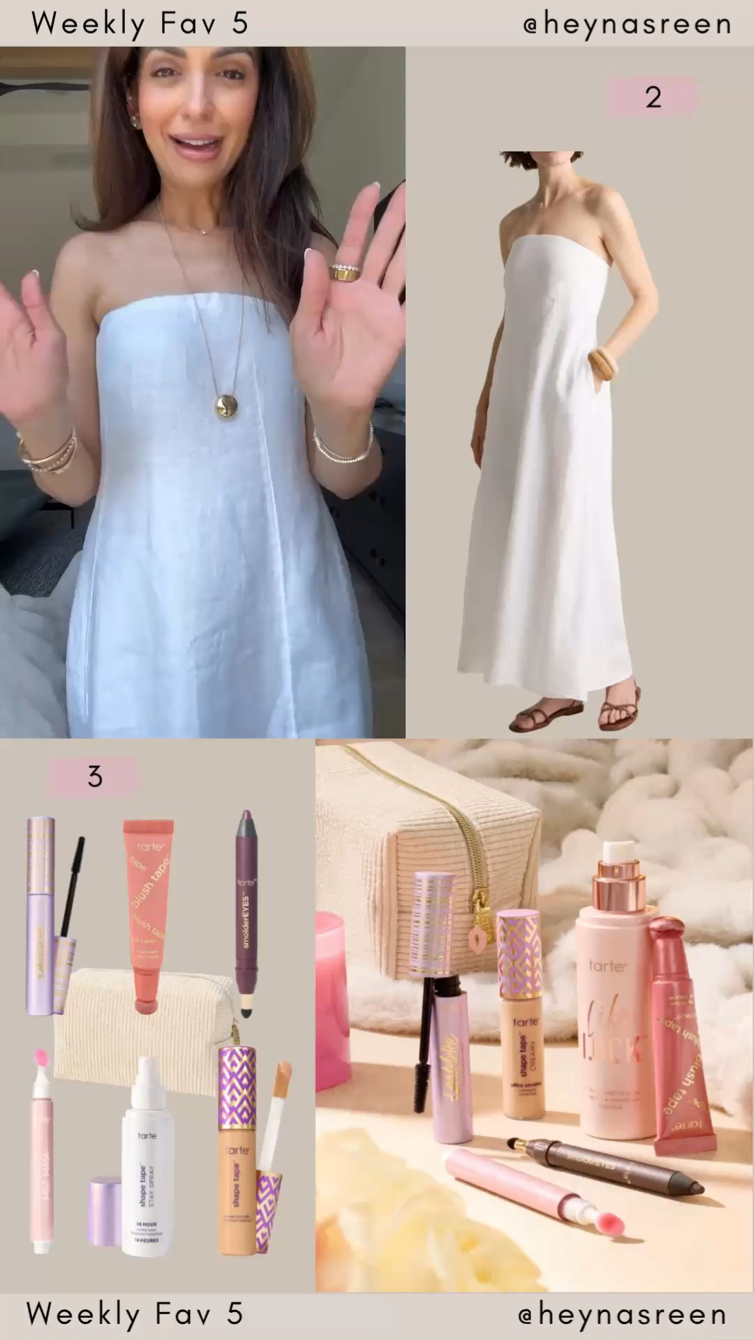 Fav 5:
#2: Quince strapless dress, so chic & effortless! I’m wearing my true size XS. 
#3: Tarte 7 for $77 deal, ends tonight!

#LTKSeasonal