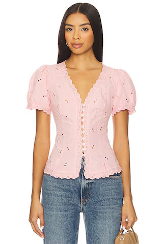 Free People x REVOLVE Belle Eyelet Blouse in Pink from Revolve.com | Revolve Clothing (Global)