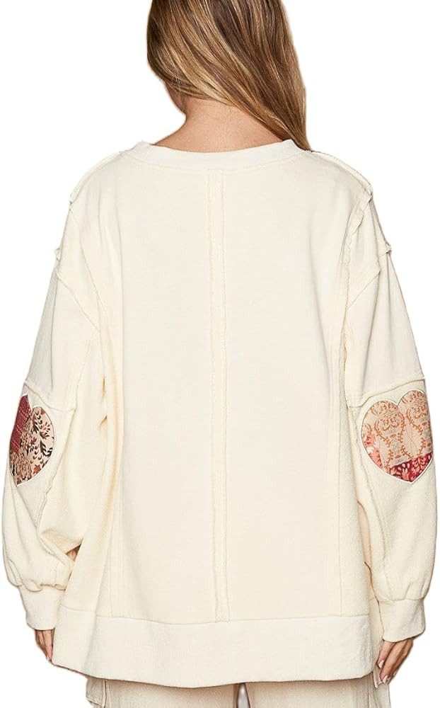 Valentines Day Sweatshirts for Women Cute Love Print Patchwork Crew Neck Pullover Y2k Oversized S... | Amazon (US)