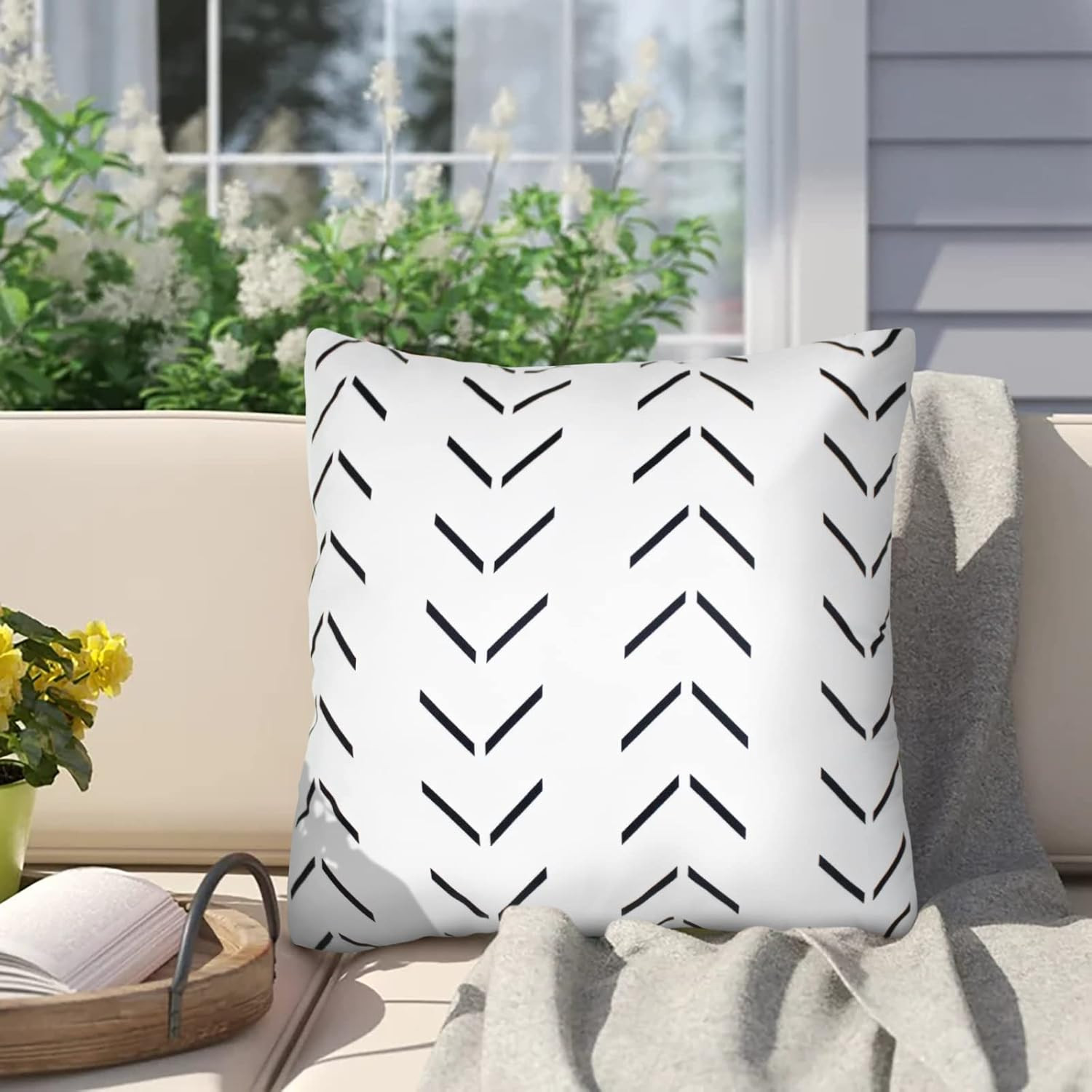 Adabana Pack of 2 Outdoor Waterproof Throw Pillow Covers Decorative Boho Pillow Cover for Patio G... | Amazon (US)