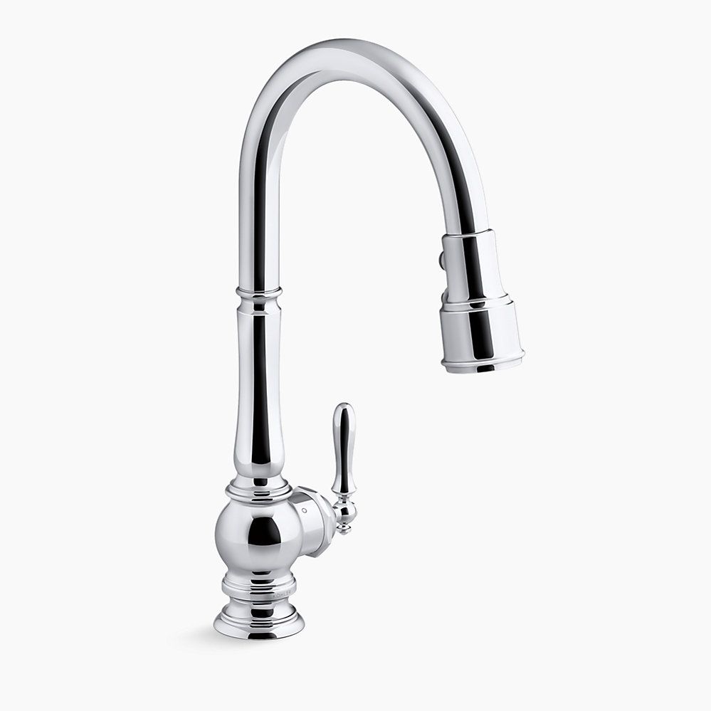 Touchless pull-down kitchen sink faucet with three-function sprayhead | Kohler