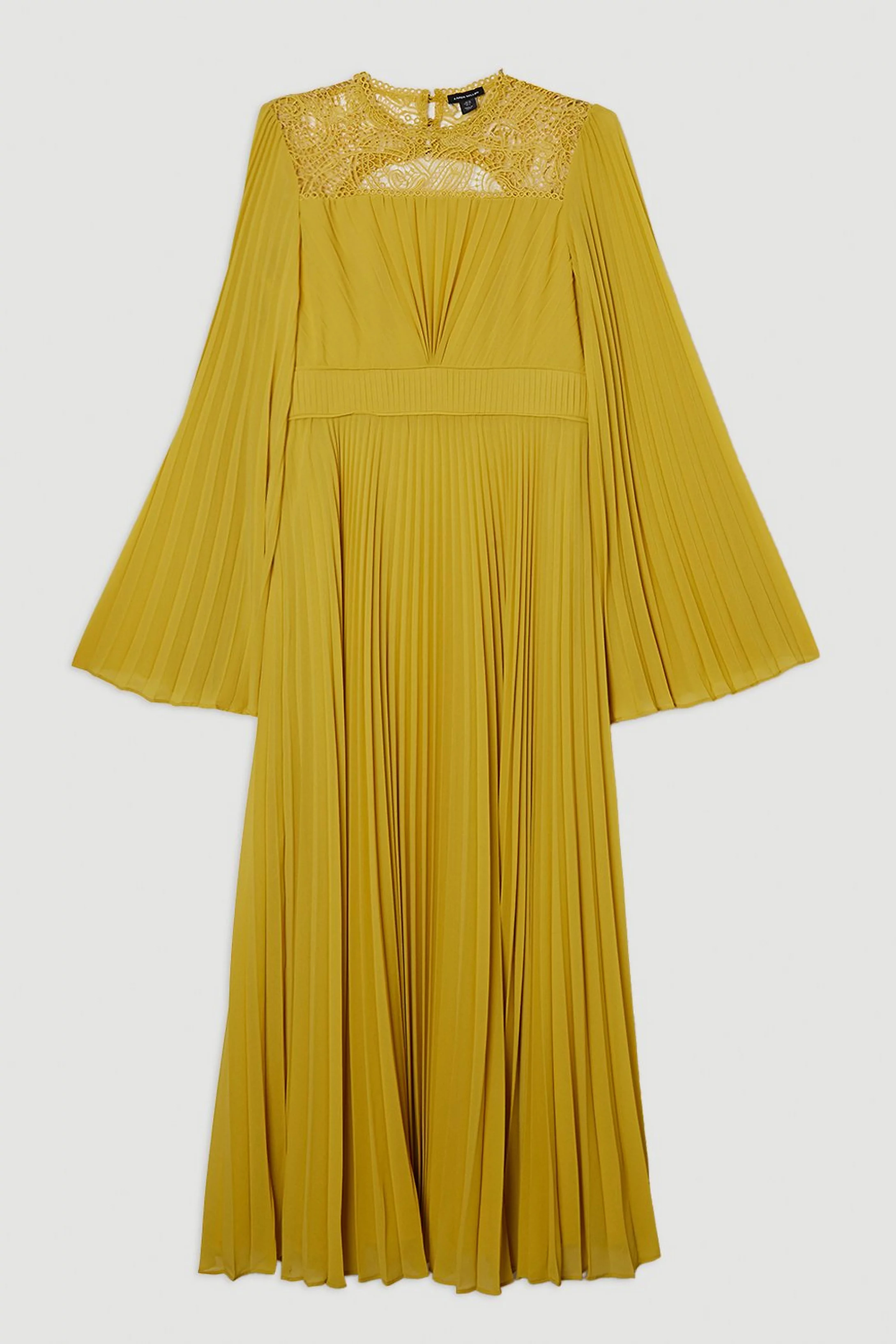 Soft Pleated Lace Detail Woven Kimono Sleeve Maxi Dress | Karen Millen UK + IE + DE + NL