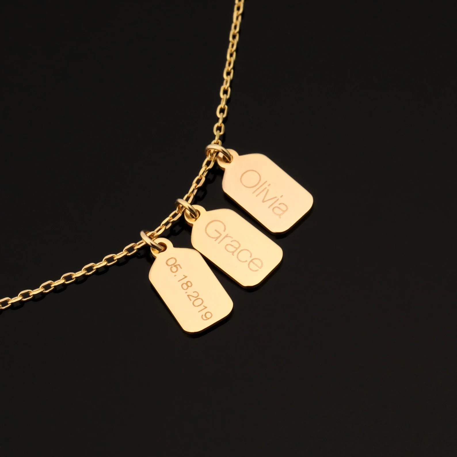 Mini Dog Tag Necklace 14k Solid Gold & 925 Silver Small Tag Necklace Gift for Her Custom Engraved... | Etsy (US)