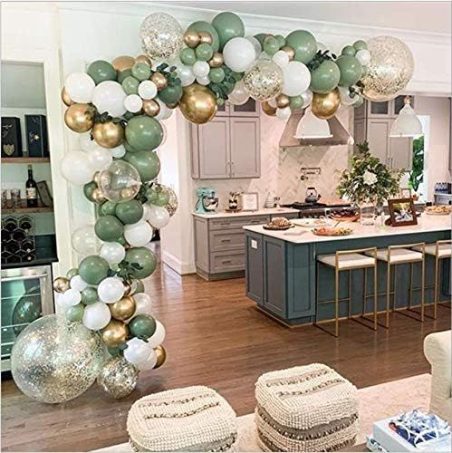 OKAKA 150pcs Olive Green Balloon Garland Arch Kit, Gold Confetti Balloons Sage Green Balloon and ... | Amazon (US)