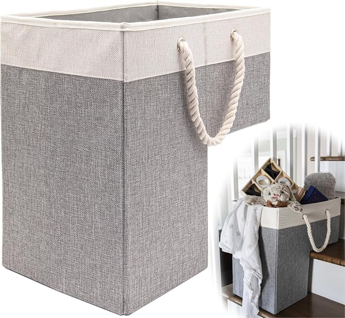 Stair Basket 16" x 16" x 10" Basket for Stairs with 3 Foldable Sections, Durable Cotton Collapsib... | Amazon (US)
