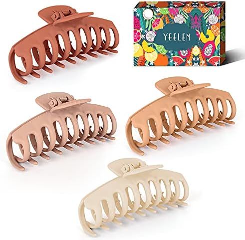Yeelen Large Hair Claw Clips For Thick Hair 4 Pcs Big Claw Hair Clips Nonslip Strong Hold Stylish... | Amazon (US)
