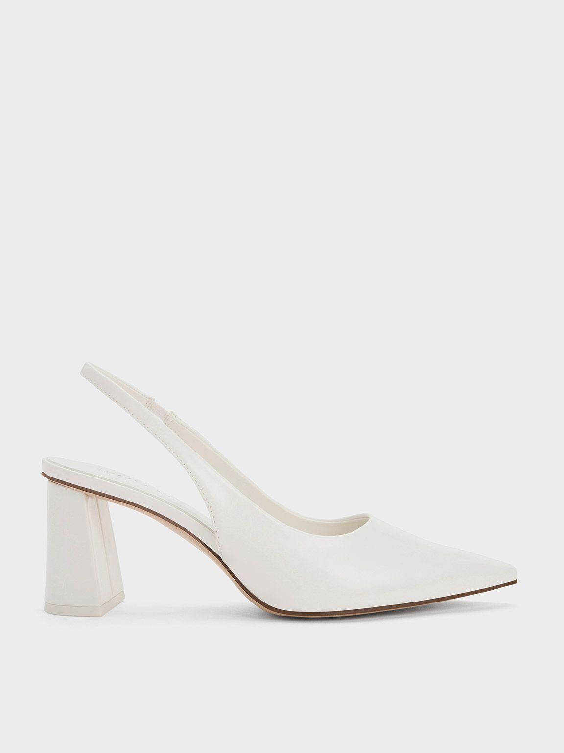 Trapeze Heel Slingback Pumps
 - White | Charles & Keith US