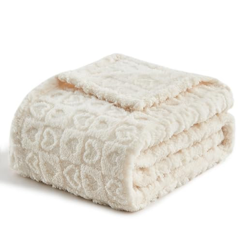 lifein Throw Blanket for Couch-Cream Heart Boho Throw Blanket, Soft Fleece Plush Lightweight Blankets&Throws for Woman, Fuzzy Decorative Blankets for Livingroom Bed Sofa Chair(50x60in,Cream) | Amazon (US)