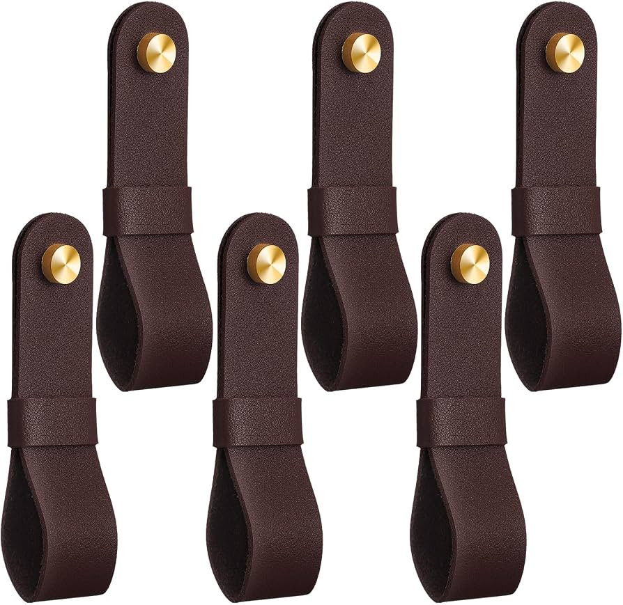 6 Pcs Leather Curtain Rod Holders PU Leather Curtain Rod Bracket Mounted Loop Straps with Screws ... | Amazon (US)