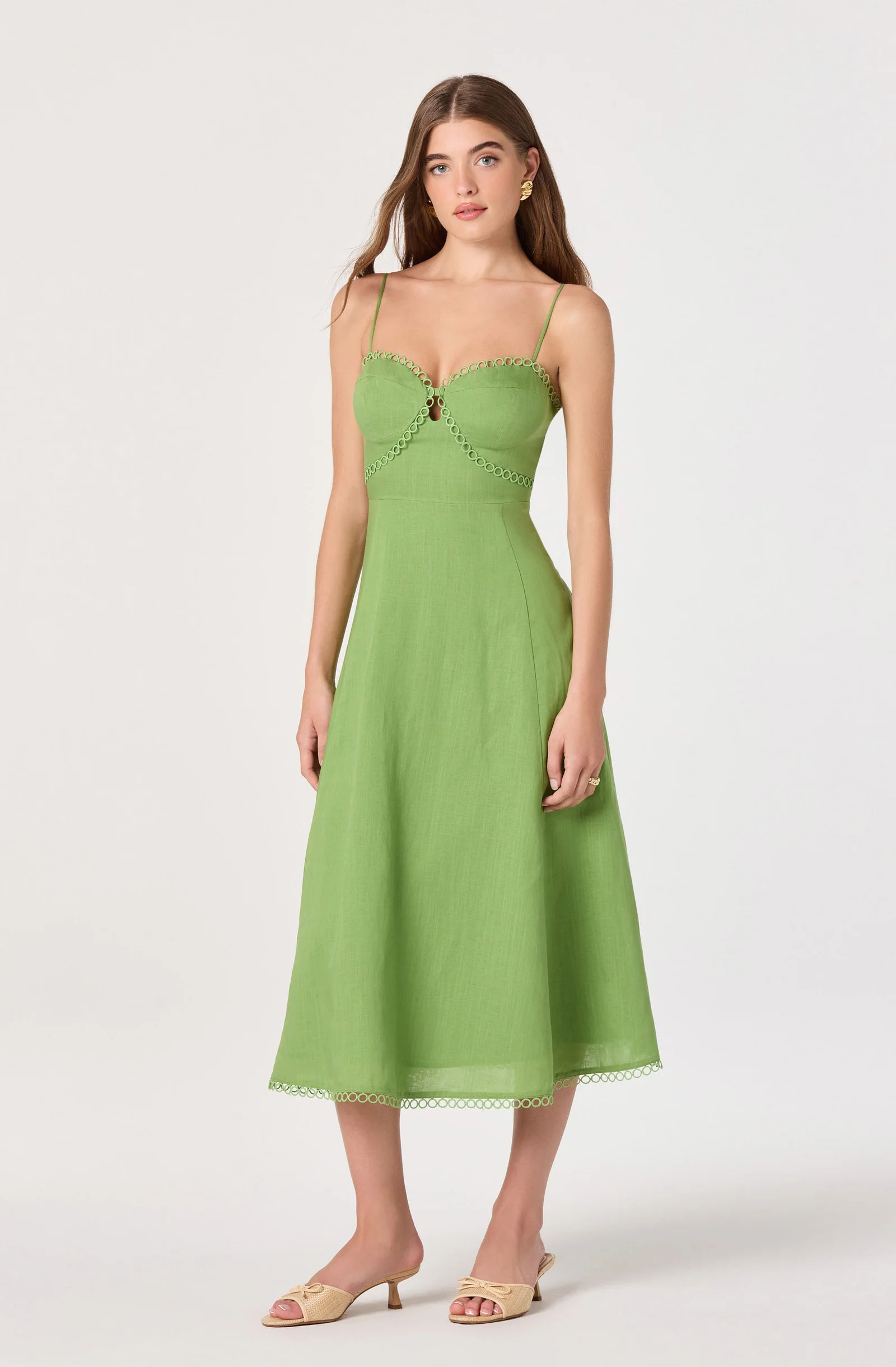 Christie Sweetheart Linen Midi Dress - Green / XS | ASTR The Label (US)