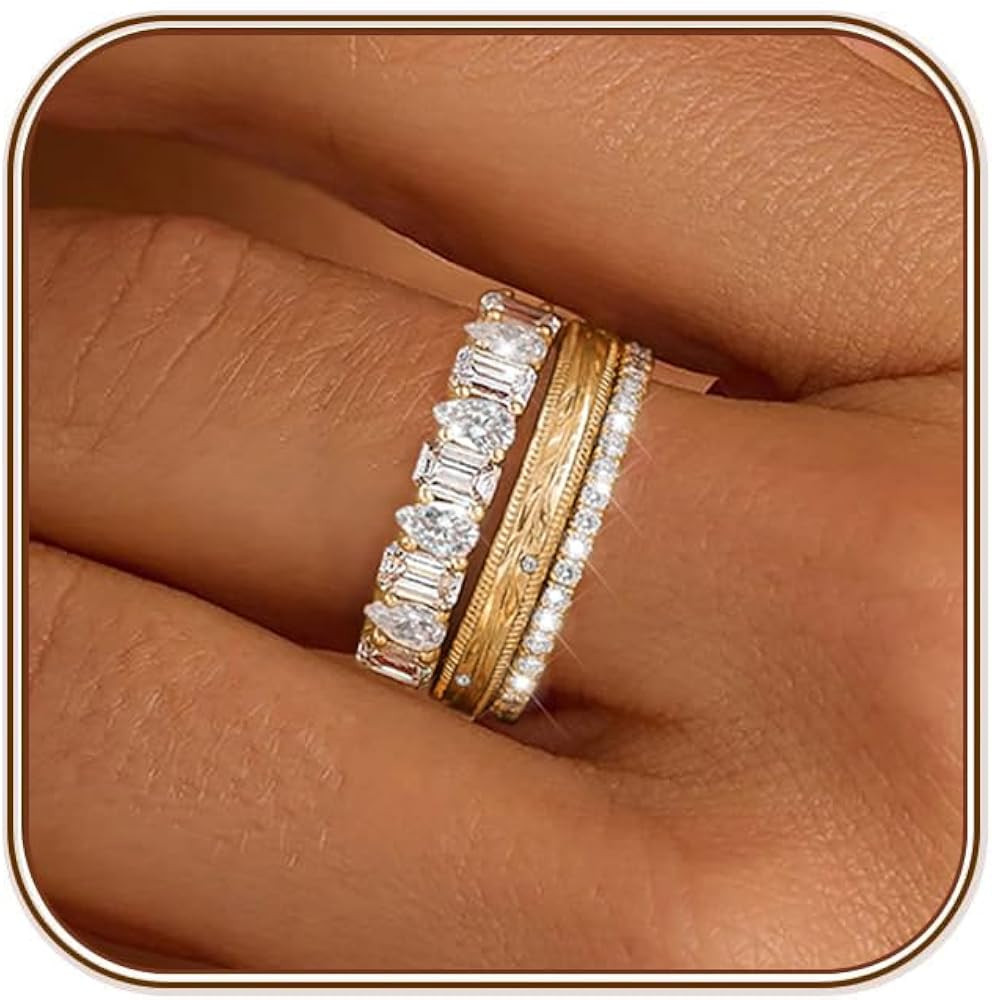 FUNEIA Stackable Gold Rings for Women Non Tarnish Chunky 14K Gold Plated Rings that Don't Tarnish... | Amazon (US)