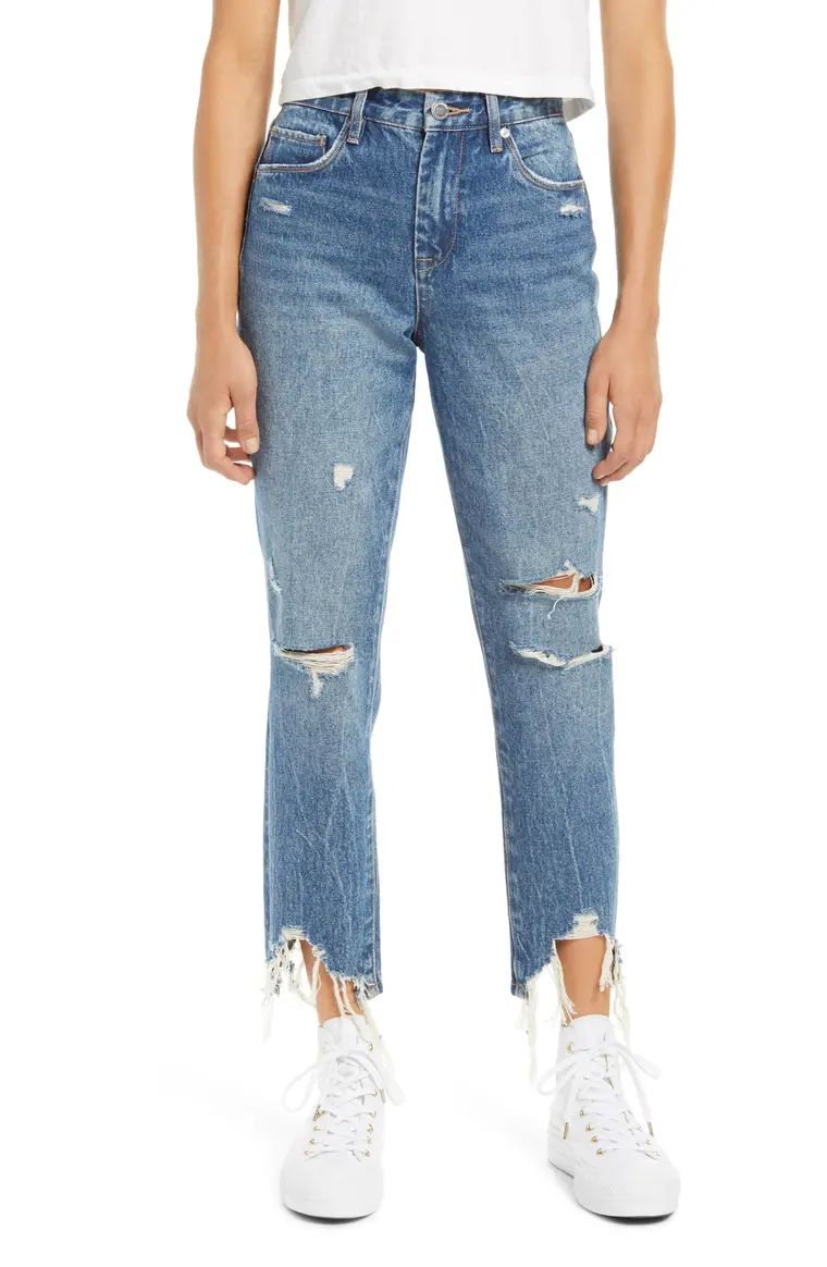 Ripped Shark Bite Hem Ankle Mom Jeans | Nordstrom