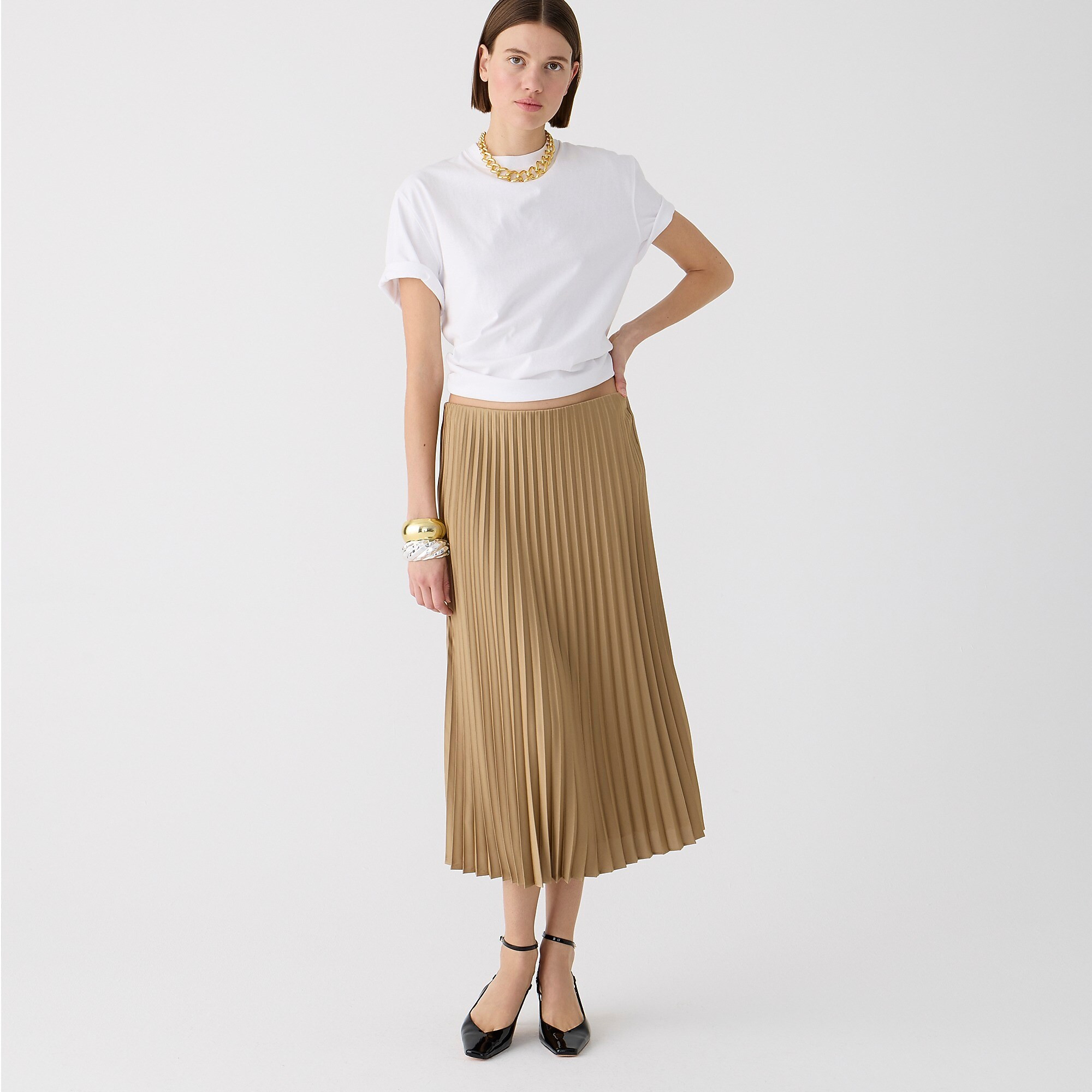 Pleated pull-on midi skirt | J. Crew US