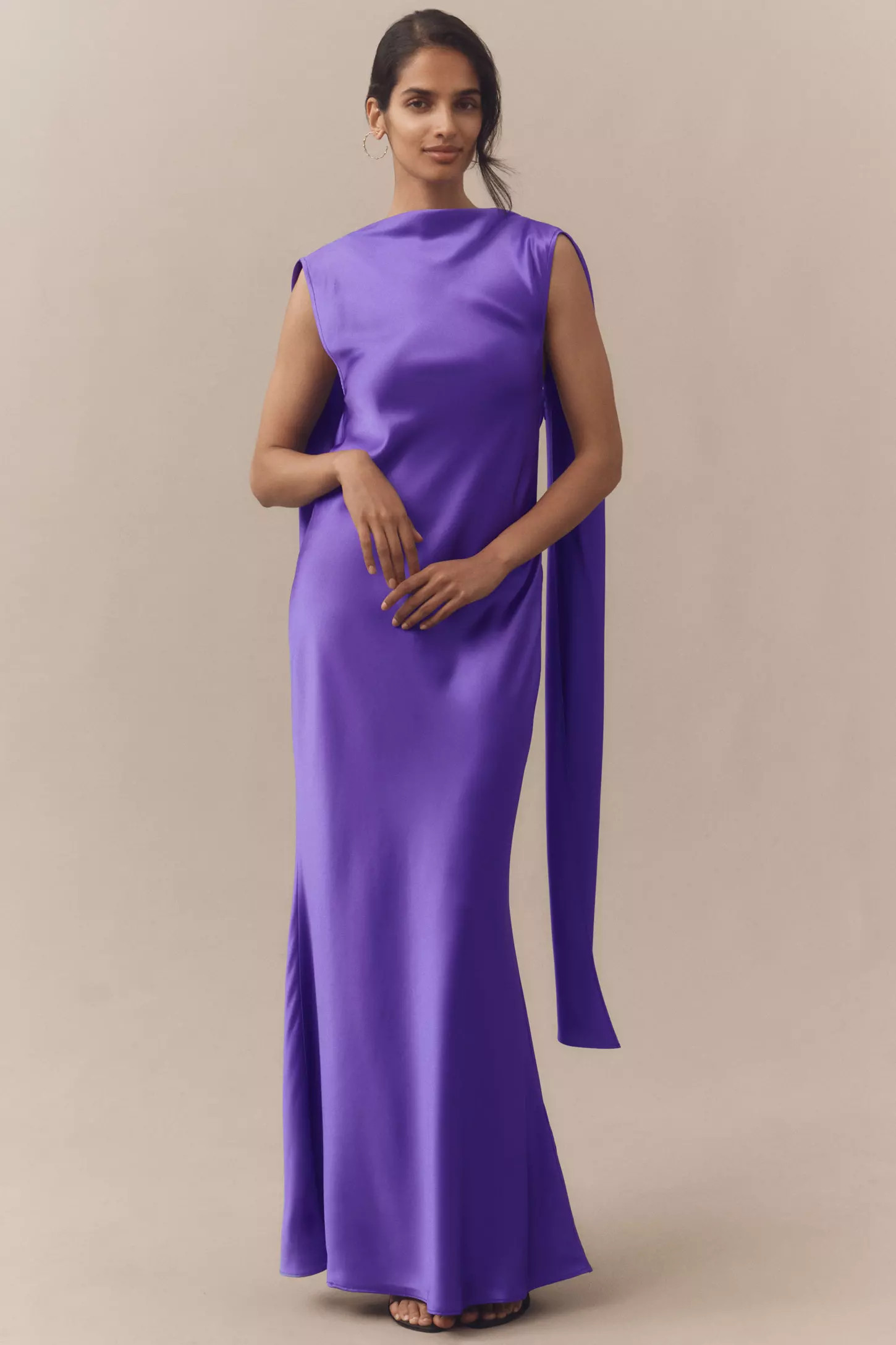 Acler Fleeden Draped Low-Back Satin Maxi Dress | Anthropologie (US)