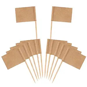 Senkary 200 Pack Blank Toothpick Flags Kraft Paper Flag Picks Cheese Markers for Cupcake, Food, F... | Amazon (US)
