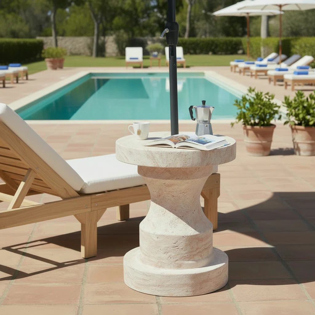 Lucretia MGO Umbrella Side Table with Adjustable Pole Support | Wayfair North America