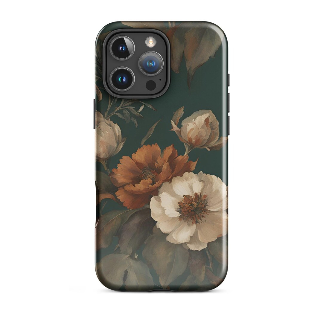 Rust Moody Floral Phone Case - Etsy | Etsy (US)