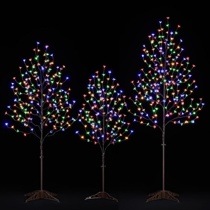Lightshare Lighted Cherry Blossom Tree, 4FT, 5FT and 6FT, Pack of 3, Warm White to Multicolor, De... | Amazon (US)