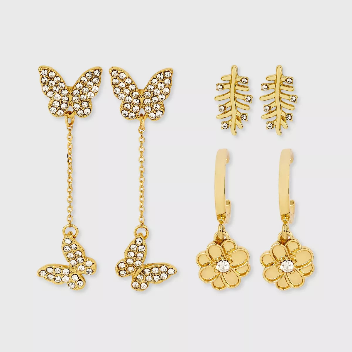 SUGARFIX by BaubleBar Floral Friends Earring Set 3pc - Gold | Target