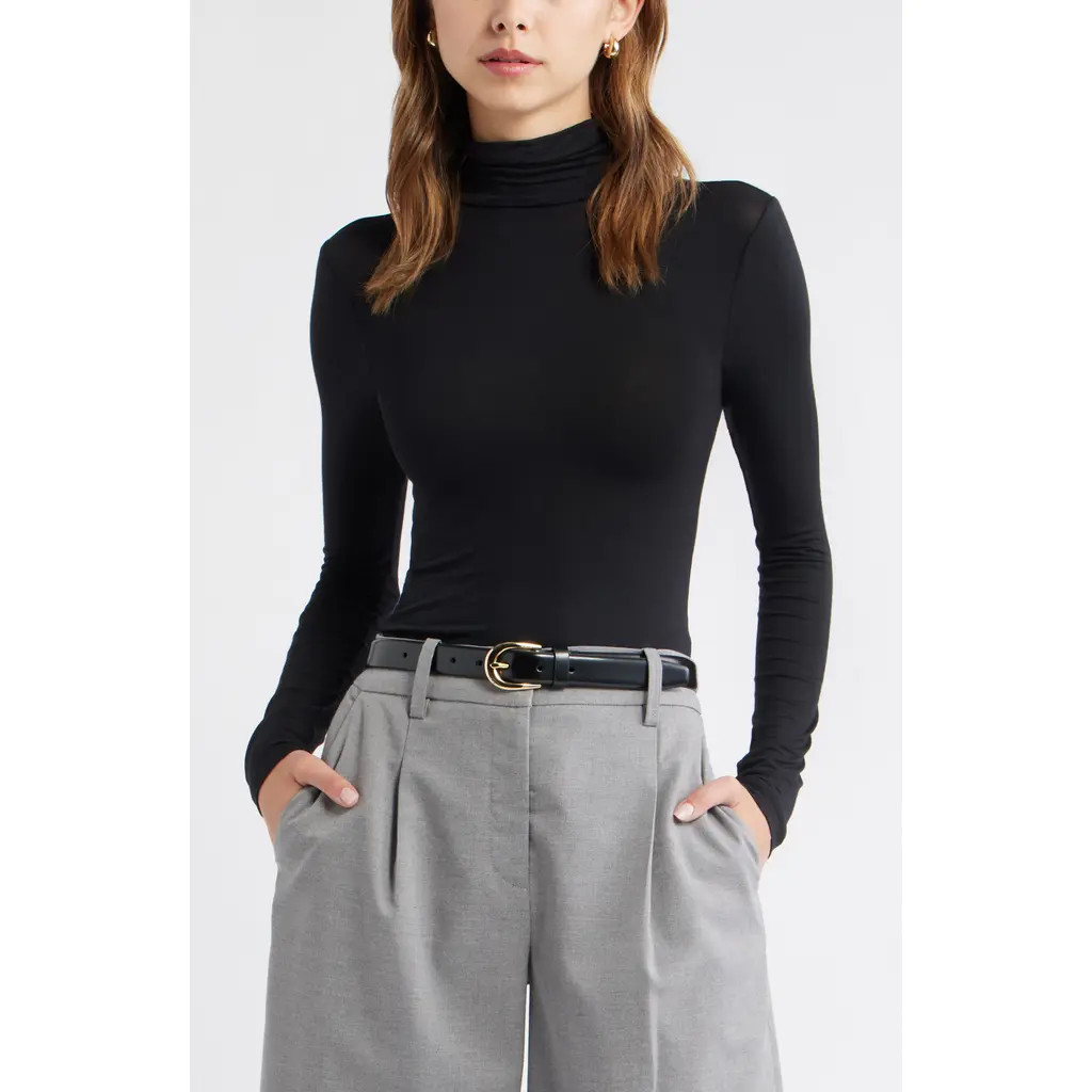 Open Edit Knit Turtleneck in Black at Nordstrom, Size Medium | Nordstrom