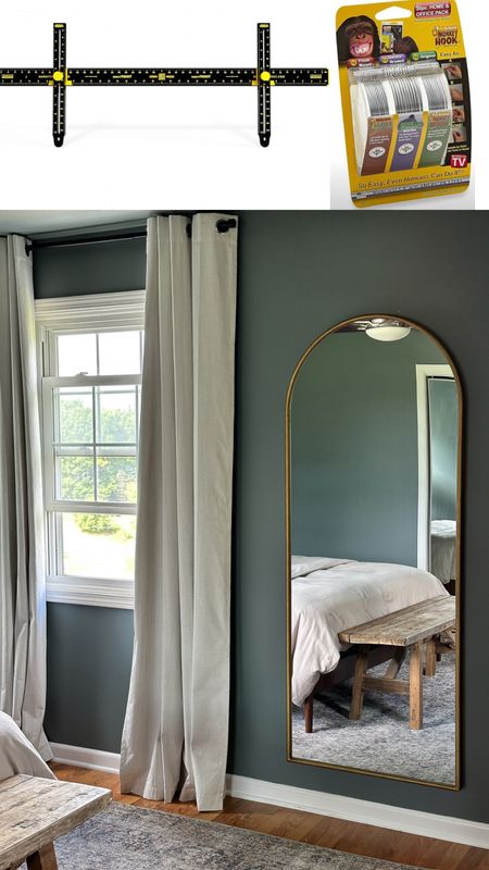 Hang a heavy wall mirror with these simple tools! Monkey hooks made hanging this arched floor mirror a cinch. And the picture hanging tool makes it perfectly level  

#LTKfindsunder50 #LTKfindsunder100 #LTKhome