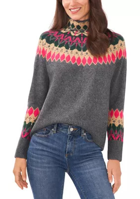 Women's Long Sleeve Mock Neck Fairisle Sweater | Belk