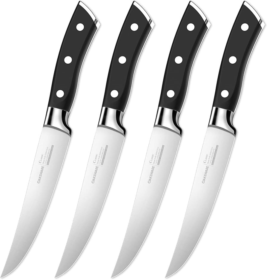 OAKSWARE Steak Knives, Non Serrated Steak Knife Set of 4, German Steel Steak Knife Set 5 Inch, 4 ... | Amazon (US)