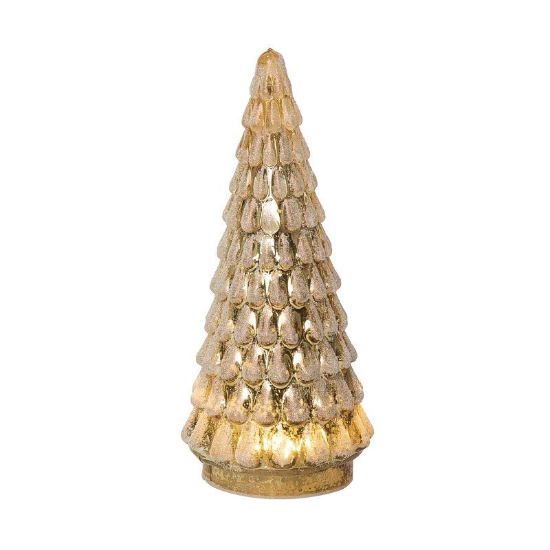 Transpac Glass 7.87 in. Gold Christmas Light Up Tree | Target