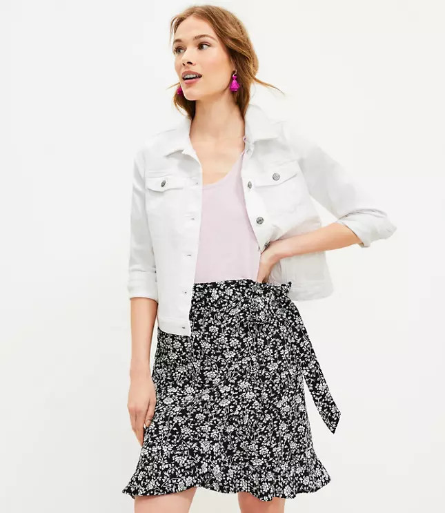 Floral Ruffle Wrap Skirt | LOFT | LOFT