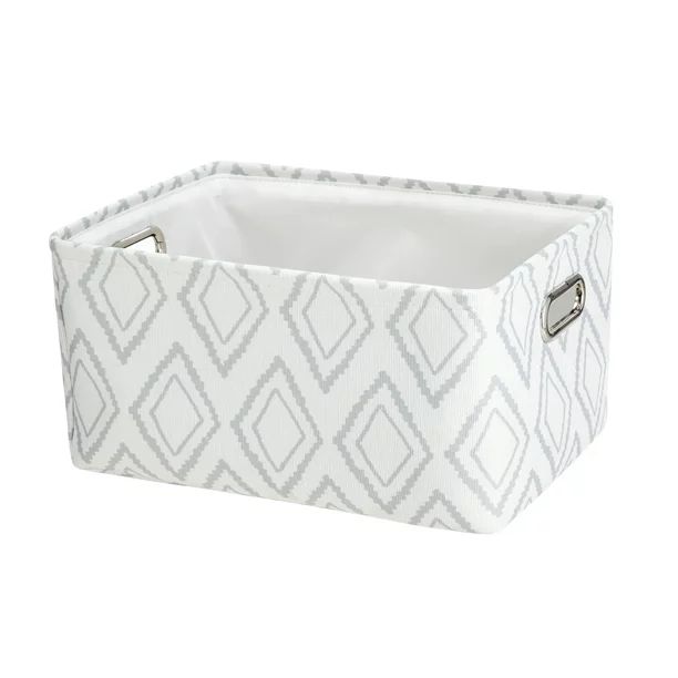Mainstays Light Gray Diamond Canvas Storage Basket with Handles - Walmart.com | Walmart (US)