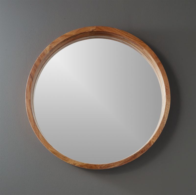acacia wood 24" wall mirror | CB2
