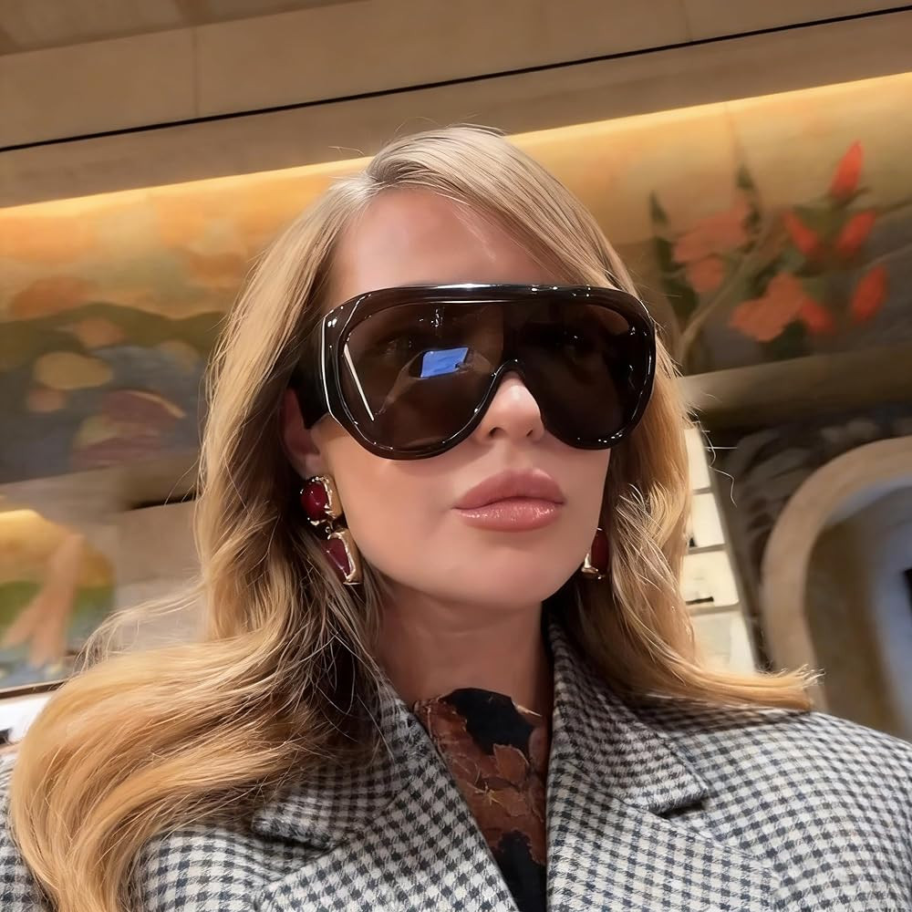 SODQW Oversized Sunglasses for Women and Men Big Large Frame Sunglasses UV Protection Shield for ... | Amazon (US)