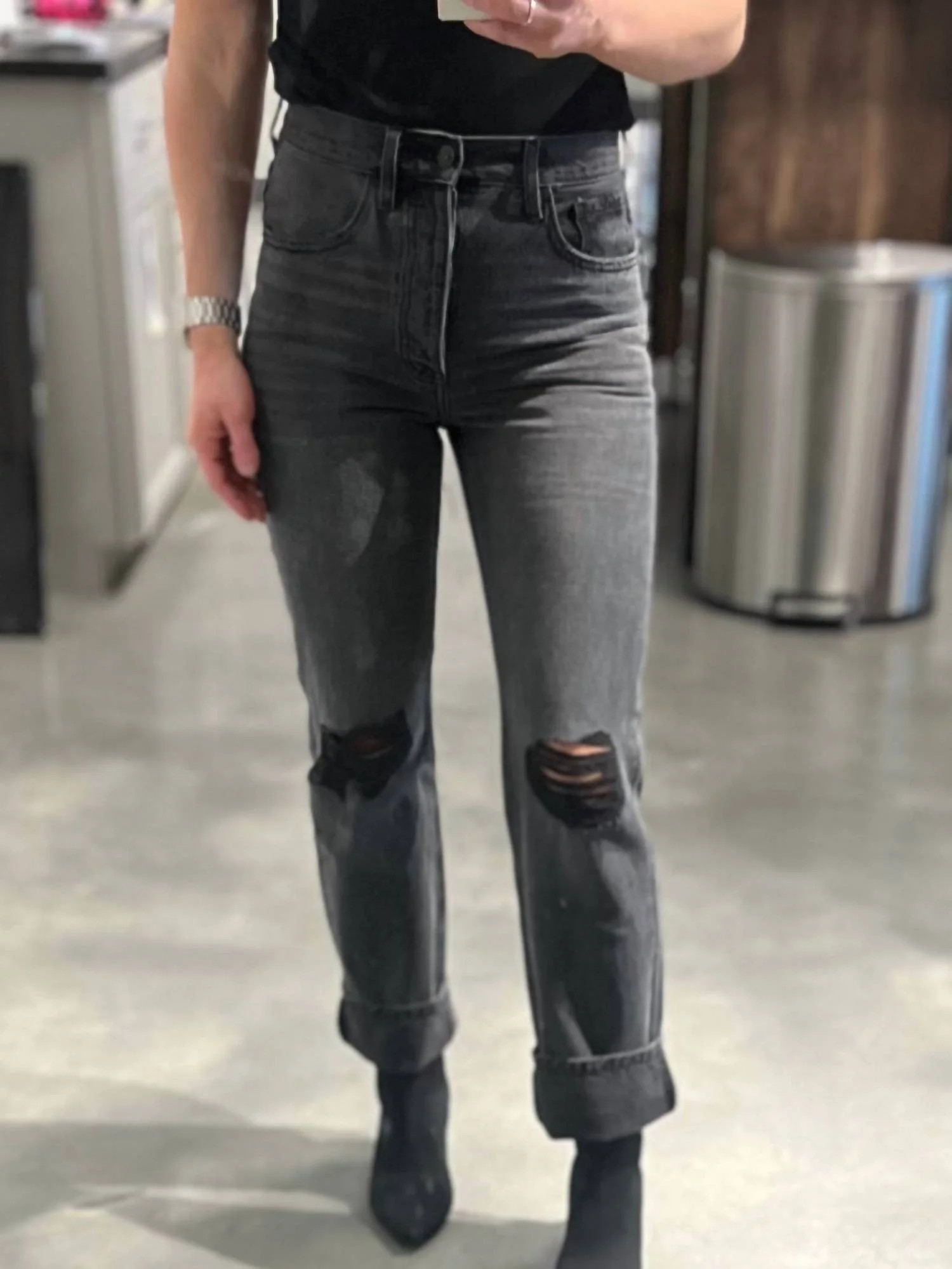 Ultra High Rise 90's Boyfriend Denim Jeans In Black | Shop Simon